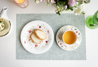 Scandinavian Floral Salad Plate & Cup and Saucer Lifestyle Photo