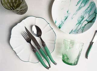 Amelie Forest Green Bread Plate Lifestyle Photo