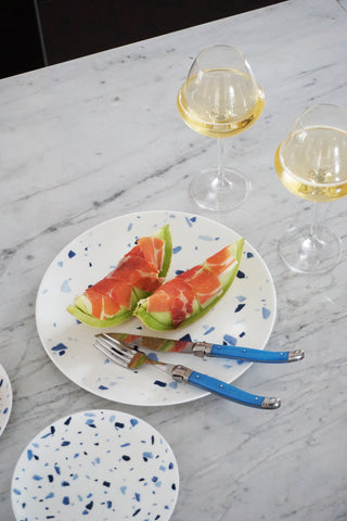 Terrazzo Azzurro Lifestyle Photo Dinner Plate Cut