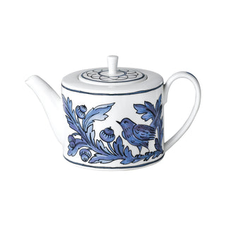 Heritage Blue Bird Teapot White Background Photo